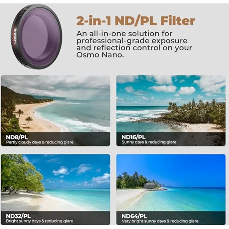 Freewell Bright Day Filter-Set für DJI Osmo Nano, ND8/PL, ND16/PL, ND32/PL & ND64/PL, Lichtregulierung und Polarisatoren – Bild 3