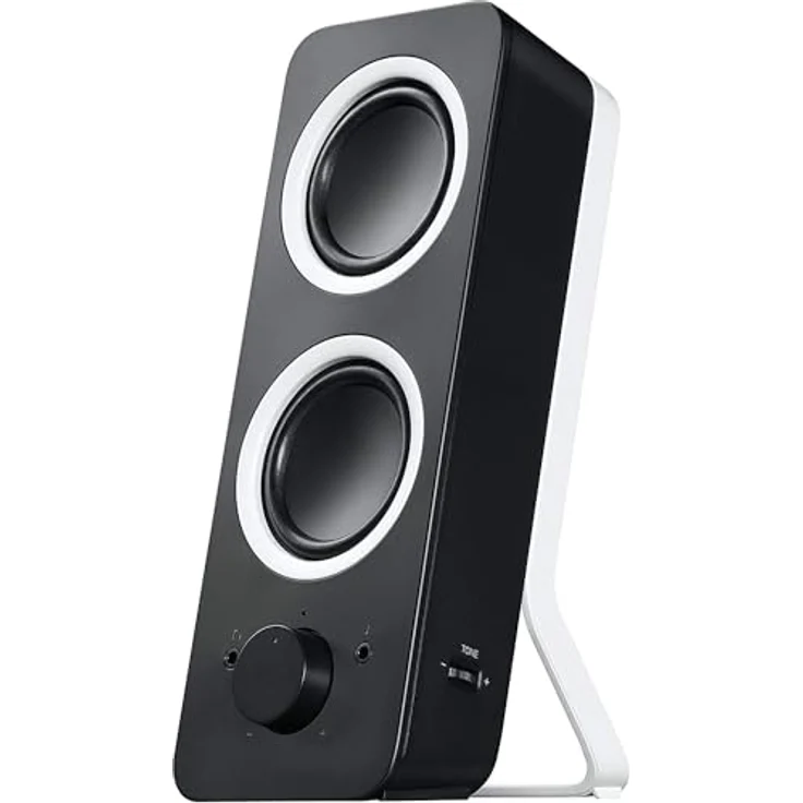 Logitech Z200 Kabelloser PC-Lautsprecher, 2.0 Stereo Sound, 10 Watt Spitzenleistung, 3,5 mm Eingang, Kopfhörerbuchse, Easy-Switch Feature, UK Stecker, PC/TV/Tablet/Handy - Schwarz – Bild 4