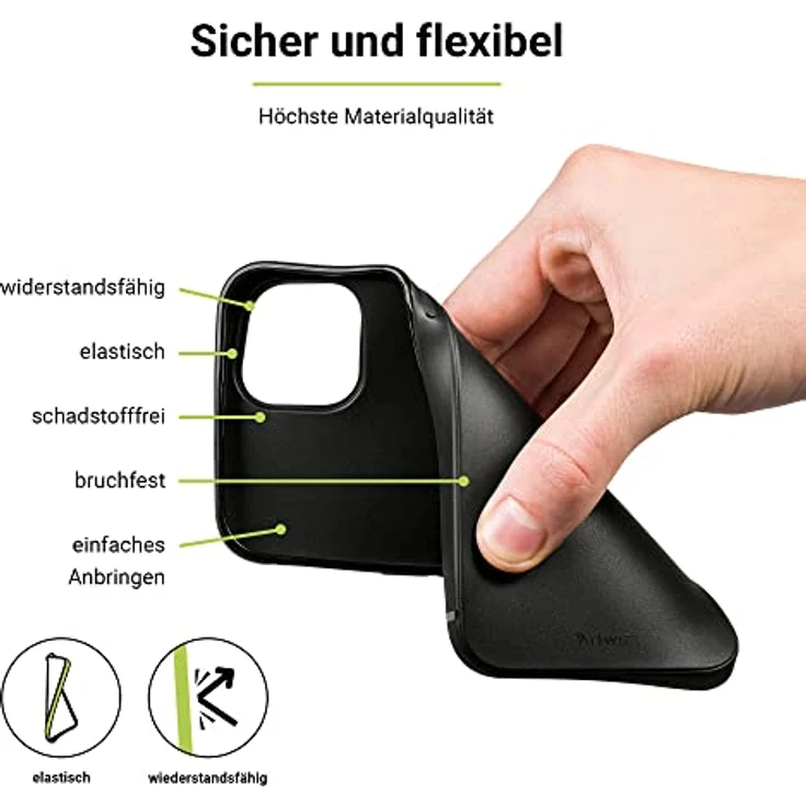 Artwizz TPU Case Schutzhülle kompatibel mit iPhone 15 Pro Max - Elastische Hülle, Kratzresistent, Ultra-Dünn - Matt-Schwarz – Bild 4