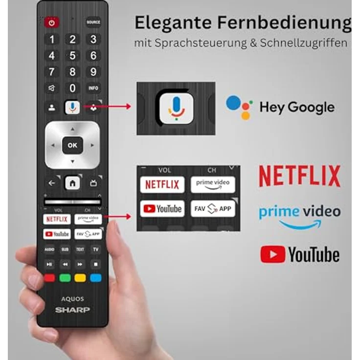 Sharp 43HR7765E QLED Fernseher 43 Zoll, 4K UHD, Google Smart TV, HDR Dolby Vision, 144Hz Gaming – Bild 5