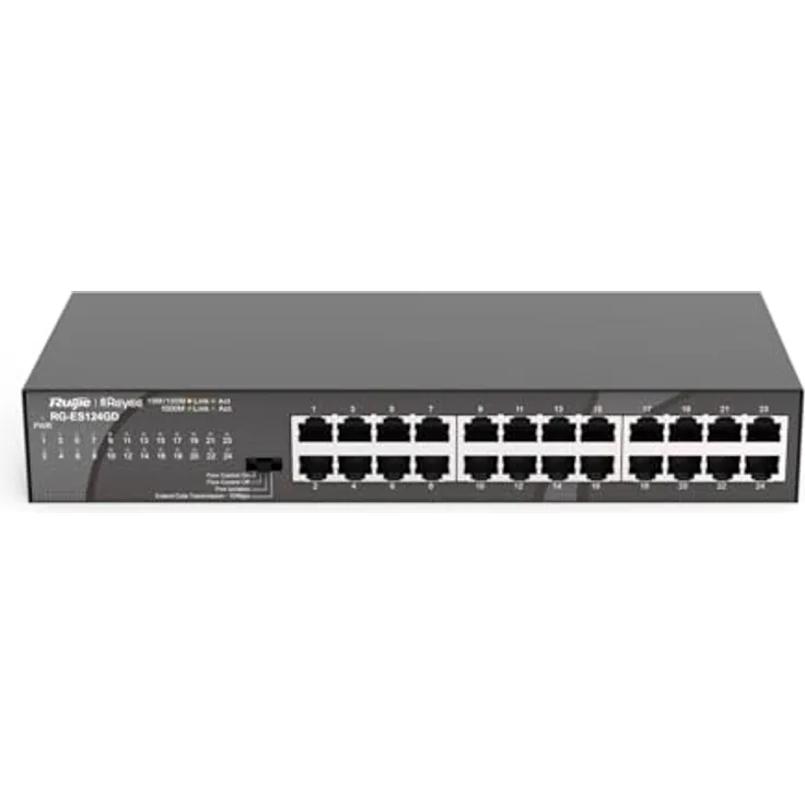 Rouijie Networks RG-ES124GD 24-Port 10/100/1000Mbps Stahlgehäuse Unmanaged Desktop Switch - Cloud sichtbar, hoher Puffer, intelligente PoE-Verwaltung, vielseitig einsatzbereit