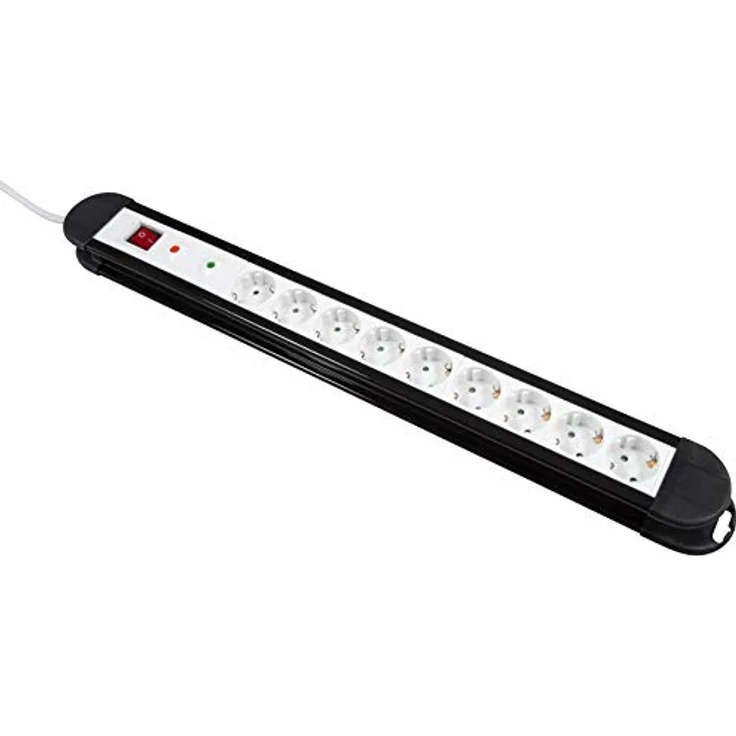 MC POWER - Steckdosenleiste Mehrfachsteckdose Multi | KL-09 | 9-Fach, Steckerlesite Überspannungsschutz + Schalter | Wandmontage möglich | 1,4m Zuleitung Schutzkontaktstecker – Bild 1