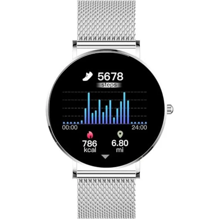 Xcoast SIONA 2 Smartwatch 42 mm Topas Silver, flache Sportuhr mit AMOLED Display und Health Tracker