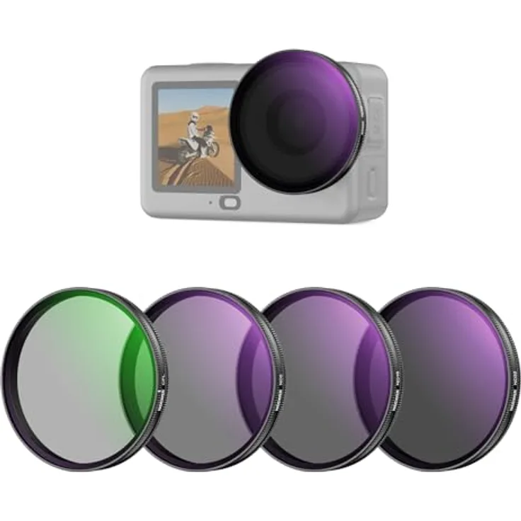 NEEWER CPL + ND Filter Set für DJI Osmo Action 6, 4er Pack ND8/16/32, zirkularer Polfilter und Graufilter, Snap On mit mehrfachvergütetem HD Optikglas