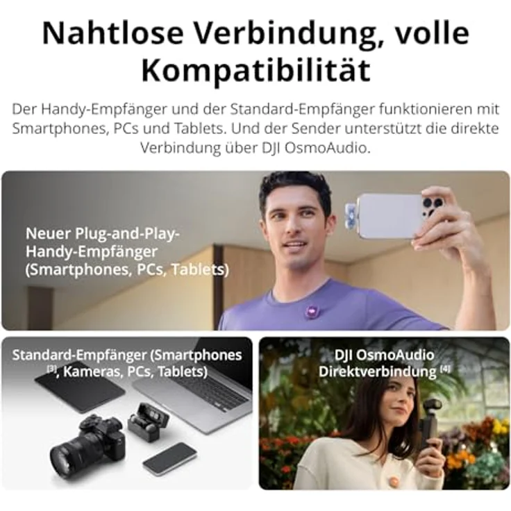 DJI Mic Mini 2, Kompaktes drahtloses Mikrofonset mit 2 TX, 1 Mobile RX, Ladeschale und 48 Stunden Betriebszeit – Bild 4