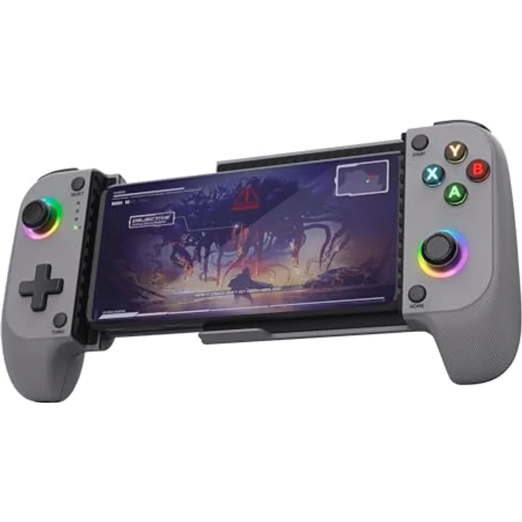 Trust GXT735G Mylox, Wireless Gaming Controller für Android und iOS mit Bluetooth 5.0, dualem Vibrationsfeedback, RGB-LED-Tasten, grau – Bild 1