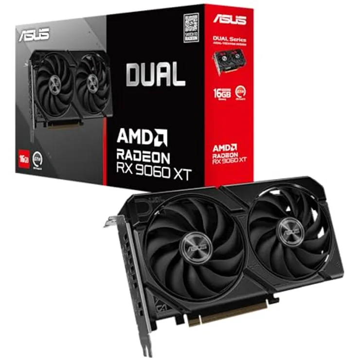 ASUS DUAL-RX9060XT-16G, Grafikkarte mit 16 GB GDDR6, Dual BIOS und Axial-Tech-Lüfter