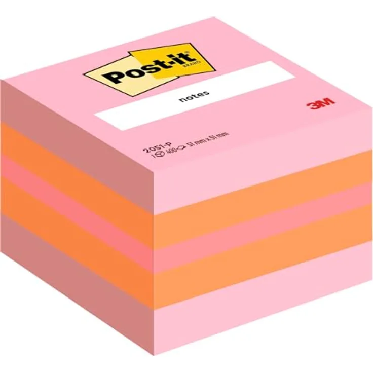 Post-it® Notizzettel Haftnotizwürfel Mini 2051-P, selbsthaftend, 51x40 mm, farbenfrohe Nuancen