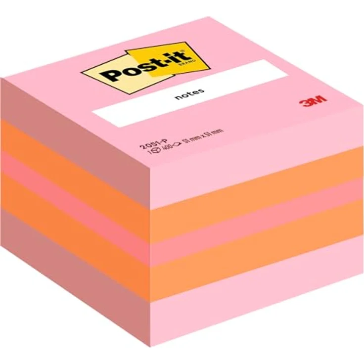Post-it® Notizzettel Haftnotizwürfel Mini 2051-P, selbsthaftend, 51x40 mm, farbenfrohe Nuancen – Bild 1