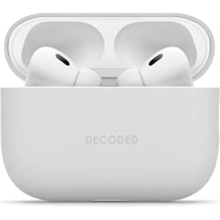 Decoded Silicone Case für Apple Airpods Pro 3, schockabsorbierende Schutzhülle aus flüssigem Silikon, grau, drahtlos ladefähig