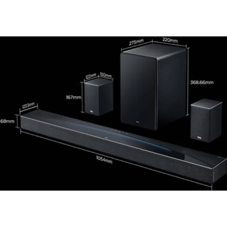 TCL Q85H Pro 7.1.4 Kanal Soundbar mit Dolby Atmos, 860W, HDMI eARC 2.1, Bluetooth 5.1 und drahtlosem Subwoofer, Wandmontierbar, kompatibel mit Apple Airplay – Bild 2