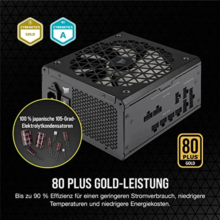 Corsair RM750x Shift Vollmodulares ATX-Netzteil - Modulare Seitenschnittstelle - ATX 3.0- & PCIe 5.0-kompatibel - Null-Drehzahl-Lüftermodus - 105°C-Kondensatoren - 80 Plus Gold-Effizienz - Schwarz – Bild 4