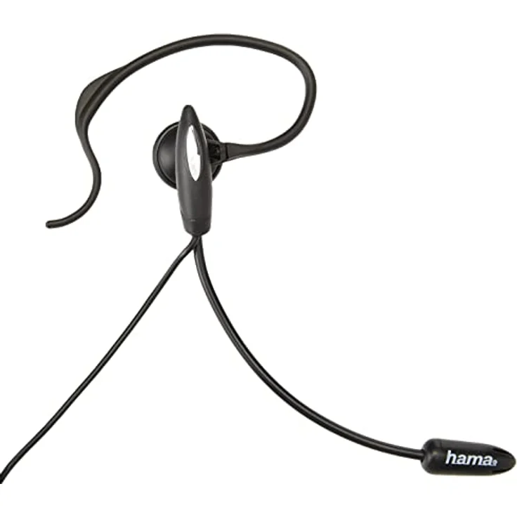 Hama Mono-Headset mit 2,5-mm-Klinkenstecker (einseitiger Kopfhörer mit Mikro, Headphone mit Ohrbügel) schwarz – Bild 2