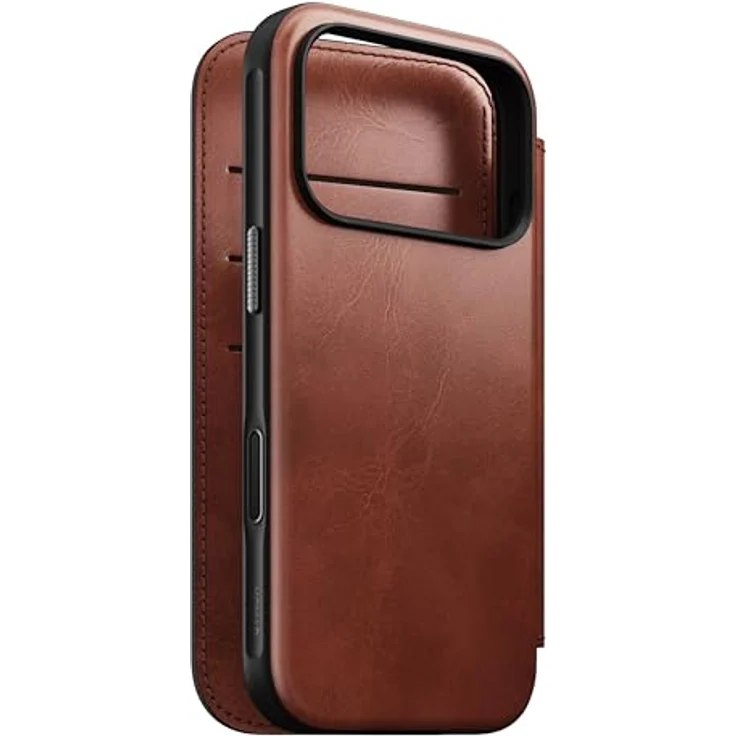 NOMAD Modern Leather Folio für iPhone 17 Pro, MagSafe-kompatible Echtleder Schutzhülle mit drei Kartenfächern und TPE-Bumper, Olde Dublin Horween – Bild 4