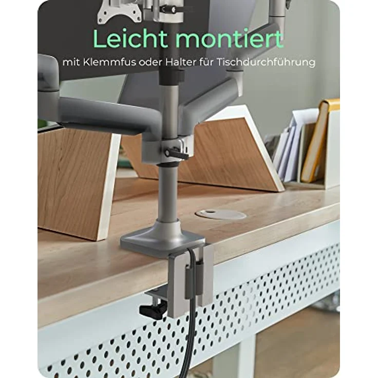 ICY BOX Monitorhalterung mit USB & Audio für 3 Monitore bis 32'' (7kg), verstellbar, drehbar, neigbar, Kabelführung, Klemmbefestigung - Preisvergleich – Bild 4