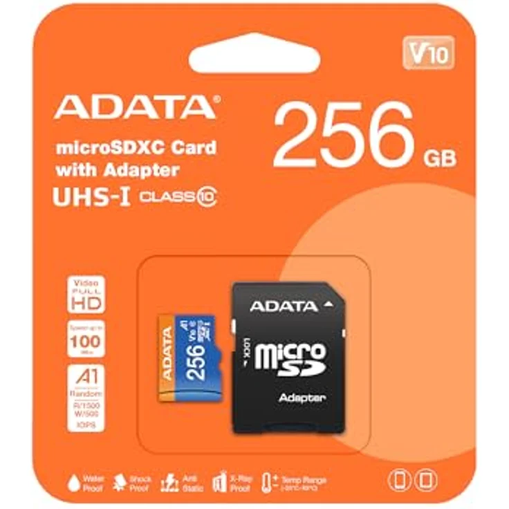 ADATA Premier Speicherkarte 256 GB MicroSDXC Klasse 10 UHS-I - Speicherkarten (256 GB, MicroSDXC, Klasse 10, UHS-I, 100 MB-s, Schwarz) – Bild 2