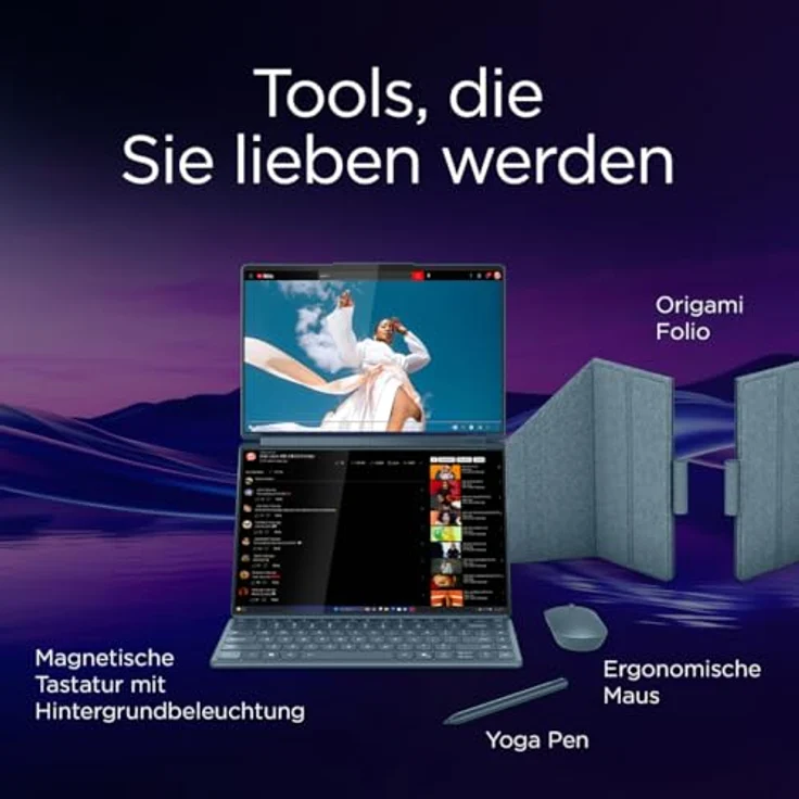 LENOVO Yoga Book 9 14IAH10, 14 Zoll Hybrid Laptop mit Intel® Core™ Ultra 285H, 32 GB RAM, 1 TB SSD, Touchscreen, Türkis – Bild 11
