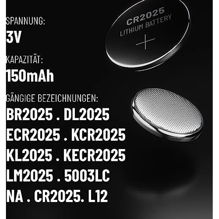 ABSINA Knopfzellen CR2025 5er Pack - Auslaufsicher & Langlebige 3V Lithium Knopfzelle, Batterien - ABSINA CR 2025, weiß – Bild 4