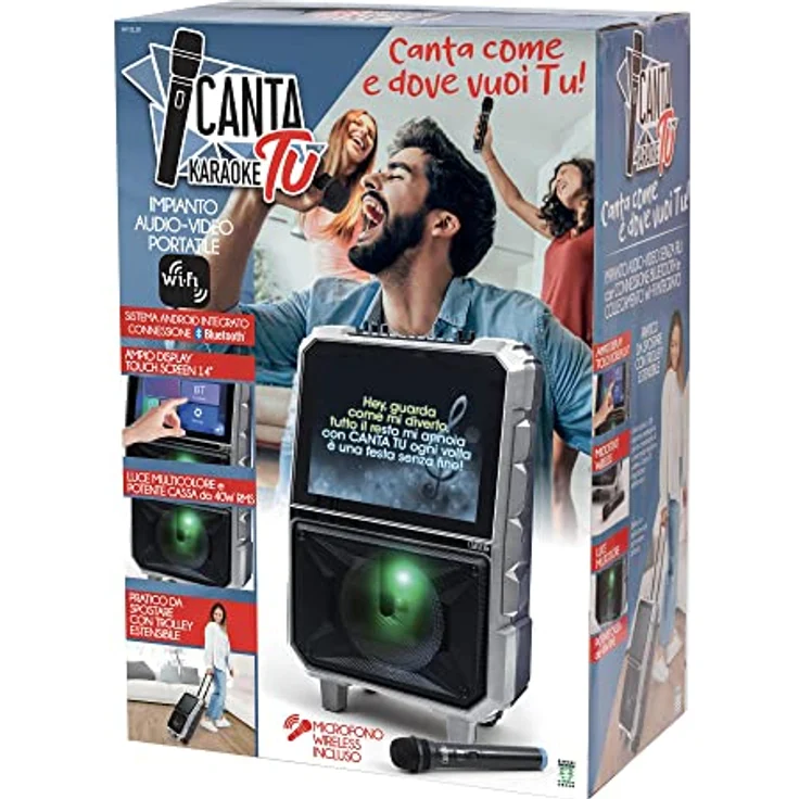 Giochi Preziosi HY-2110, Kabelloses Karaoke-System mit 40 W RMS, 14,1" LED-Display, Schwarz/Grau, MicroSD-Unterstützung und integriertem Disco Licht – Bild 16
