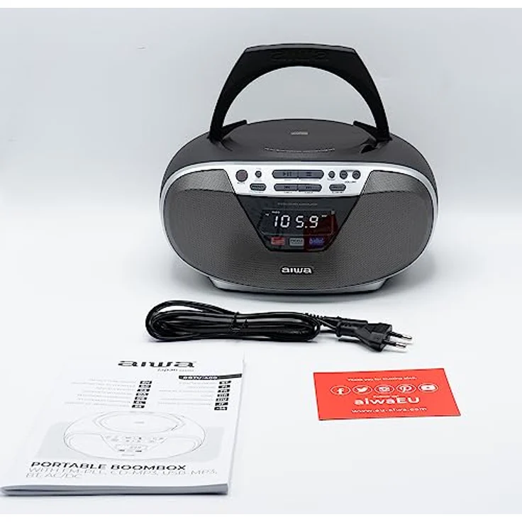 Aiwa BBTU-400SL: Tragbares CD-Radio mit Bluetooth und USB, Farbdisplay, RDS, FM PLL, Weckerfunktion, Silber – Bild 5
