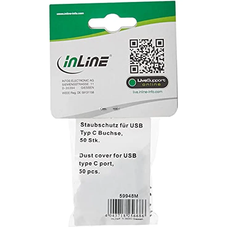 InLine 59948M50er Pack Staubschutz, für USB Typ-C Buchse, schwarz – Bild 3
