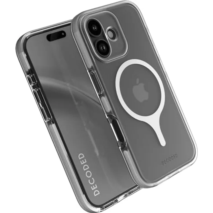 Decoded Transparent Clear Case für iPhone 17, 100% recyceltes Material, Anti-Vergilbung, MagSafe-kompatibel, 4 Meter DropTec Schutz, kratzfest, Frosted Weiß