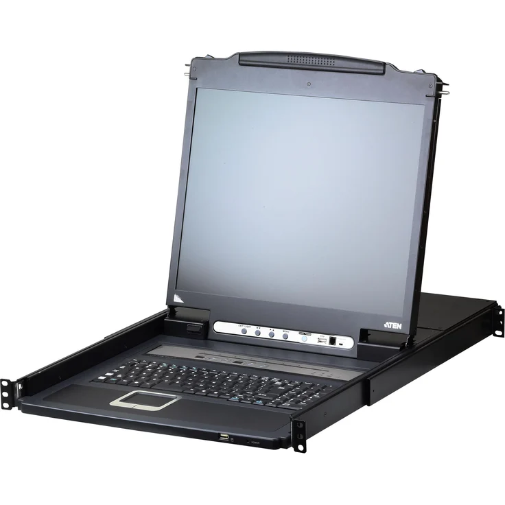 Aten CL5708IN CH KVM over IP Switch, 8-Port 19"-LCD (PS/2-USB VGA, CH-Layout), schwarz, mit Daisy-Chain Port und USB-Peripherieunterstützung