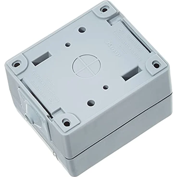 Kopp Standard Steckdose für Feuchtraum, IP 44, 250V (16A), Aufputz 1-fach Schutzkontakt-Steckdose mit Deckel, Steckklemmen, grau, 100648007 – Bild 3