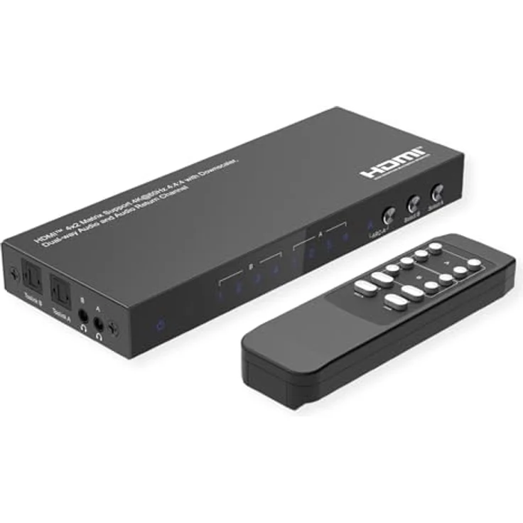 VALUE 4K HDMI Matrix Switch, 4 x 2, mit Fernbedienung, EDID-Kontrollfunktion, max. 3840 x 2160 @60Hz – Bild 1