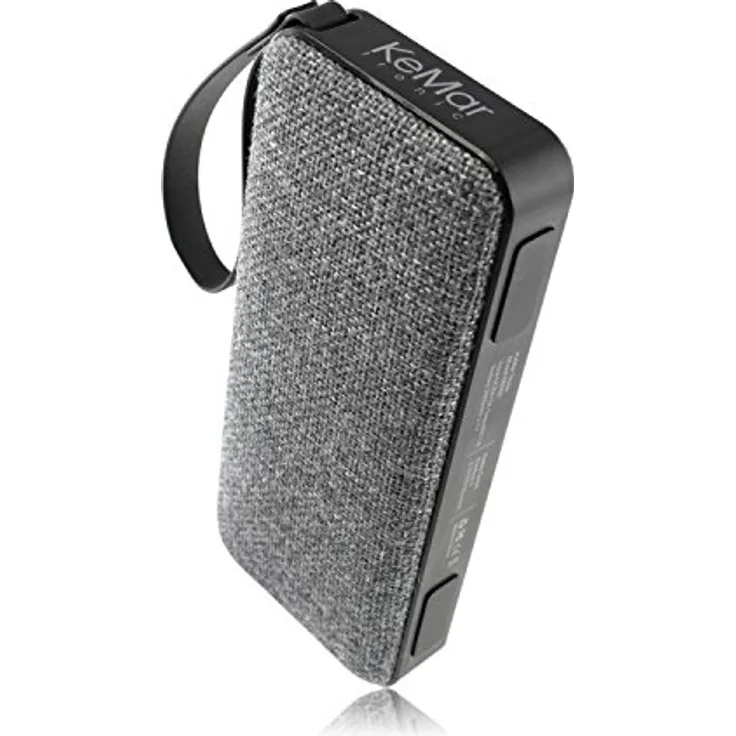 KeMar Kitchenware KBS50 Bluetooth-Lautsprecher (Bluetooth, WASSERDICHT NACH IPX7 STANDARD, BIS ZU 10 STUNDEN WIEDERGABE, 2 X 5 WATT STEREOSOUND, GEWICHT: NUR 345 GRAMM, KABELLOSE BLUETOOTH ÜBERTRAGUNG) schwarz, grau