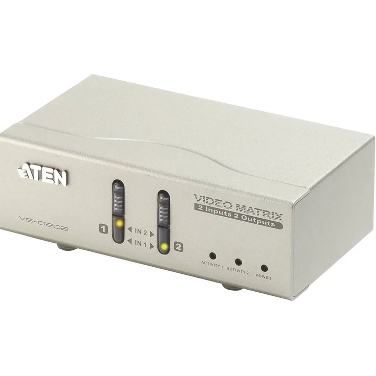 ATEN VS0202-AT-G 2 Port VGA-Matrix-Switch, Fernbedienung, 1920 x 1440 Pixel, ideal für Präsentationen