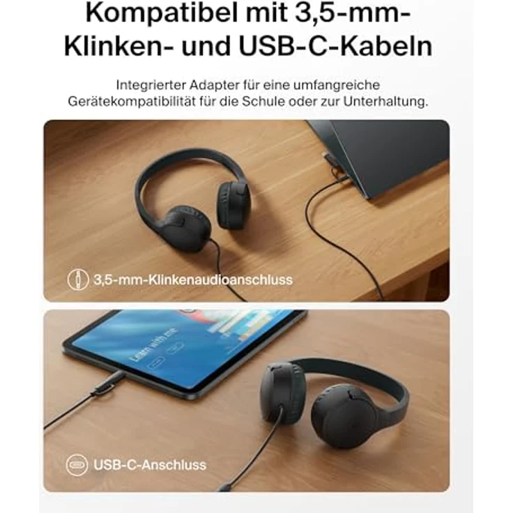 Belkin SoundForm On-Ear Kopfhörer für Kinder, kabelgebunden, schwarz, Modell AUD010hqBK – Bild 4