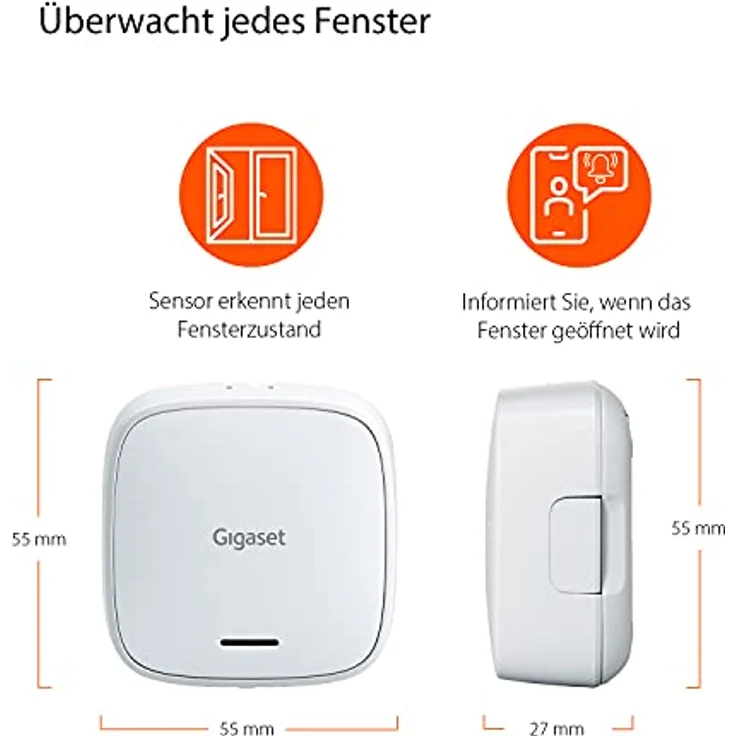 SET-ERGÄNZUNG Gigaset Fenstersensor für große und kleine Fenster Alarmsensor mit kostenfreier App Smart Home Fenstersensor – Bild 3