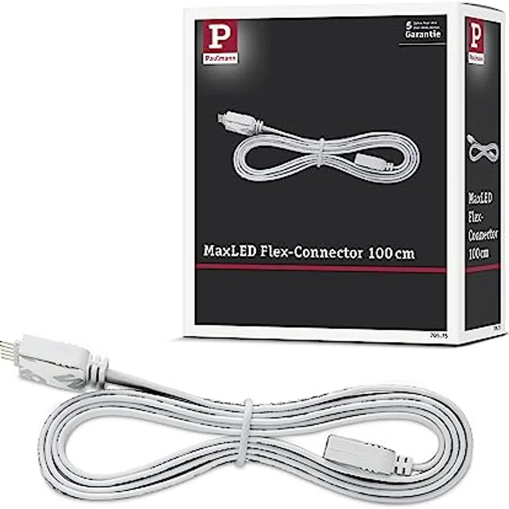Paulmann 70575 MaxLED Verbindungskabel für LED Strip 1 m Verlängerungskabel Stripe Zubehör Überbrückung Weiß Ausgleich von Unebenheiten 5-Polig – Bild 1