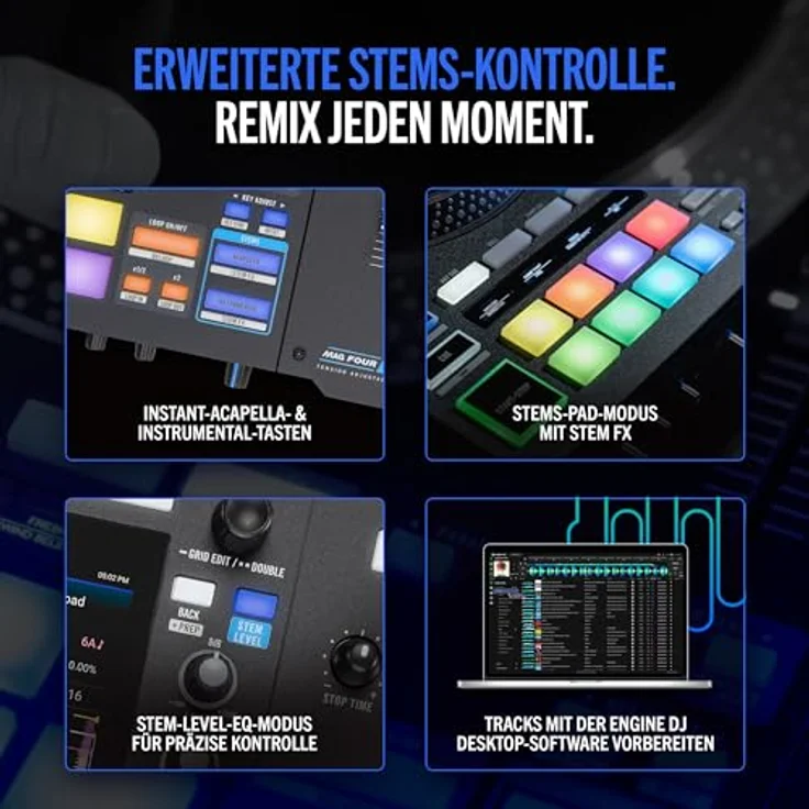 Rane System One, 2-Deck Standalone DJ-Controller mit Wi-Fi Streaming, 7" Touch-Display und motorisierten Plattentellern – Bild 4
