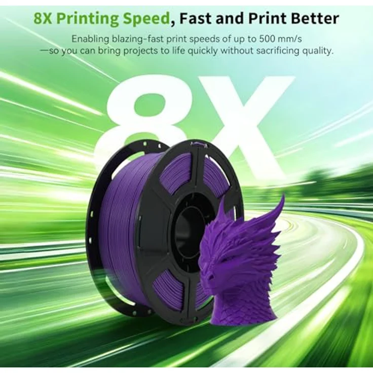 FLASHFORGE High Speed PLA+ 3D-Druckerfilament Lila, Verbesserter Schmelzfluss für schnellere Drucke, elegantes mattes Finish, satte Farben – Bild 3