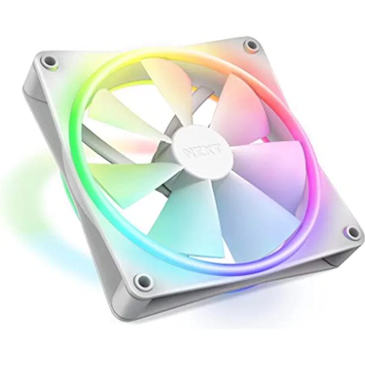 NZXT F140 RGB Duo - 140mm doppelseitiger RGB-Lüfter – 20 einzeln adressierbare LEDs – Ausgeglichener Airflow und statischer Druck – Fluiddynamisches Lager – Weiß