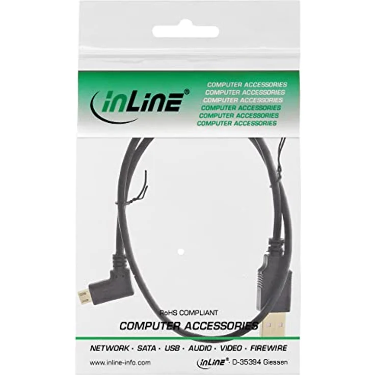 InLine - USB-Kabel - USB (M) bis Micro-USB Type B (M) gewinkelt - 50cm - Schwarz (31705T) – Bild 3