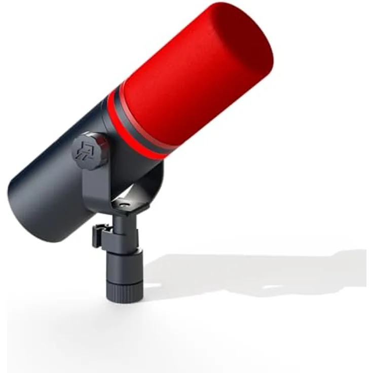 Beacn Mic Foam Windscreen, Mikrofon-Schaumwindschutz in Rot, inklusive Basiring für sicheren Sitz