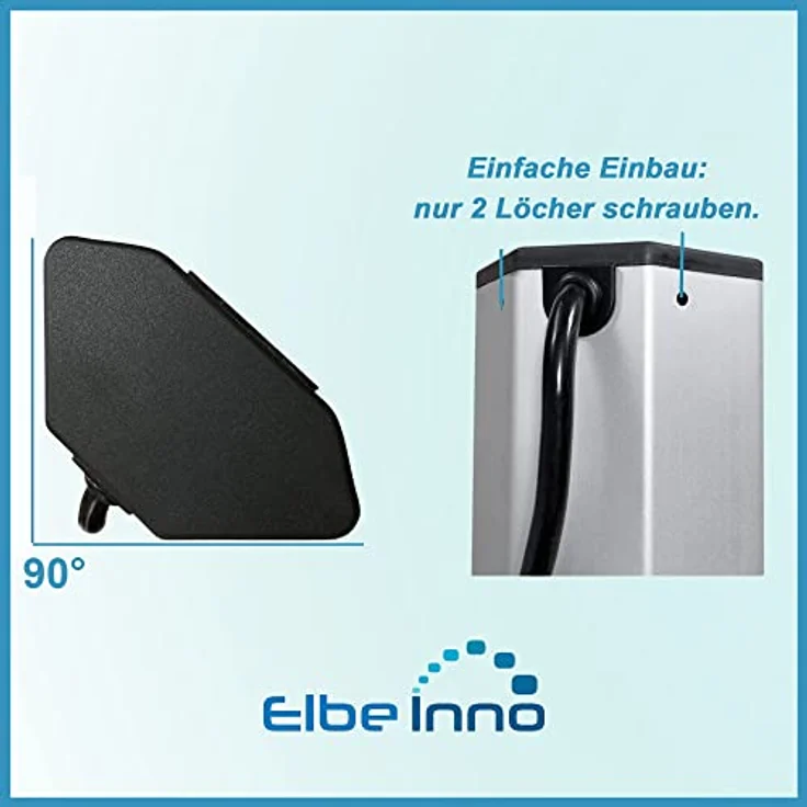 Elbe Inno® Ecksteckdose für die Arbeitsplatte, 3x Steckdosen & 2 USB-Anschlüsse, Aluminium in schwarz-grau Optik mit LED-Netzschalter und Überspannungsschutz – Bild 3