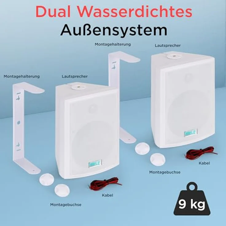 PyleHome PDWR63 16,5 cm in-/outdoor Wasserdicht auf Wand Lautsprecher Außenlautsprecher - 150 Watt - Elfenbein – Bild 7