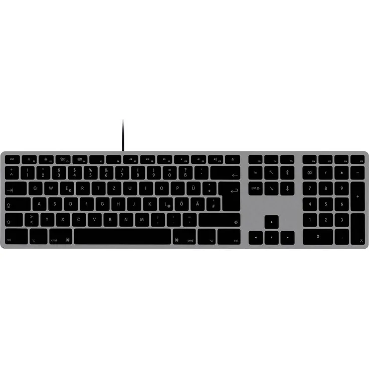 Matias Wired USB-C® Keyboard for Mac, Tastatur mit Ziffernblock, Scheren-Schaltern, Deutsch, QWERTZ, Space Gray