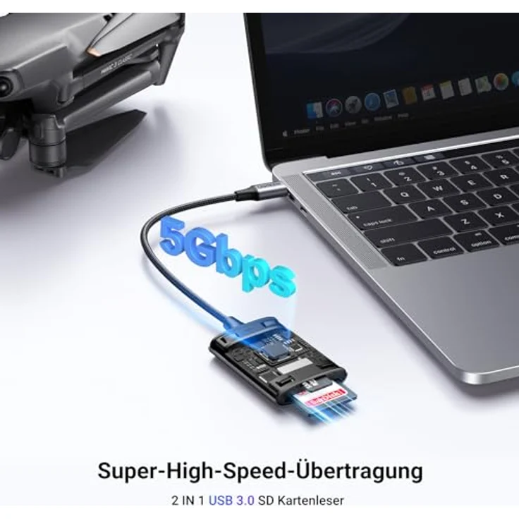 UGREEN USB C 104 MB/S Kartenleser SD Micro SD Card Reader - Ultraschnelle Übertragungsgeschwindigkeit - Kompatibel mit iPhone 15, Galaxy S23/S23 Ultra, iPad Pro, MacBook Pro - Flexibles Kabeldesign, Weiß – Bild 2