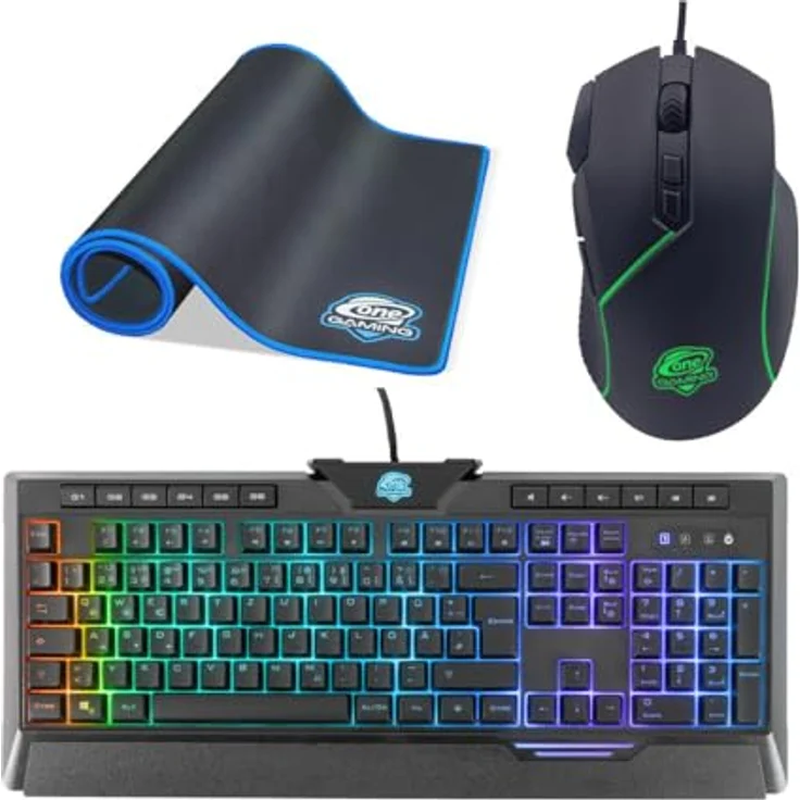 ONE GAMING Advanced Bundle, Tastatur- und Maus-Set mit RGB-Beleuchtung, 10.000 DPI Sensor, inkl. ONE Grid XL Mauspad – Bild 1
