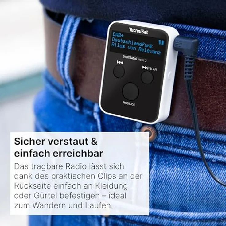 TechniSat DIGITRADIO mobil 2 – Portables DAB+/FM Mini-Radio mit integriertem Akku, OLED Display, Favoritenspeicher schwarz/weiß – Bild 3