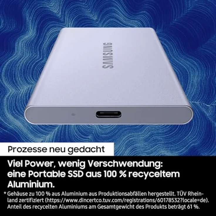 Samsung Portable SSD T7 Resurrected, 1 TB, Externe Festplatte, USB 3.2 Gen.2, Metallic-Silber, sturzsicher bis 2 m, ideal für iPhone 17, Mac, PC, Android-Geräte und Gaming-Konsolen – Bild 3