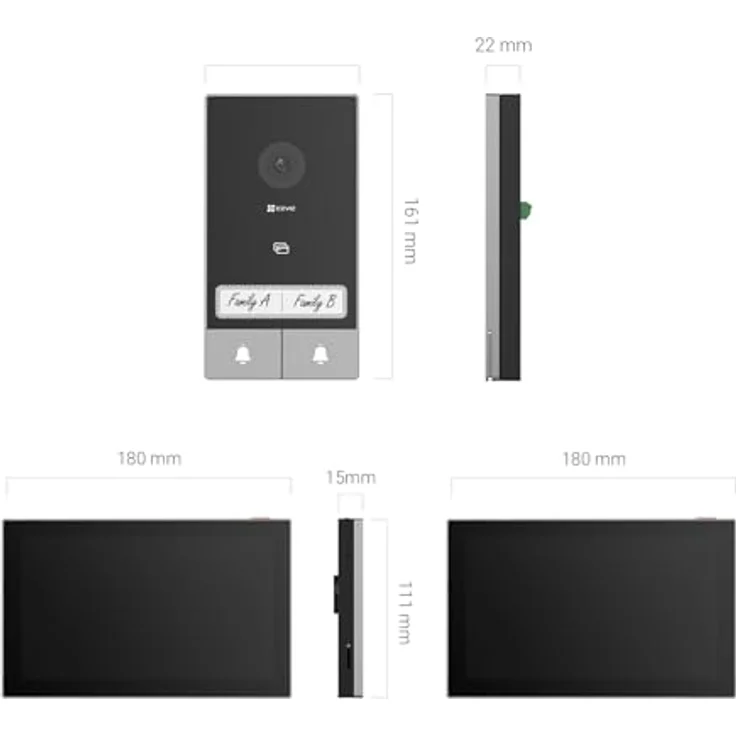 EZVIZ 2-Familien Video-Gegensprechanlage, 7” Touch Monitor mit 2K Auflösung, KI-gestützte Erkennung, schwarz/silber – Bild 5
