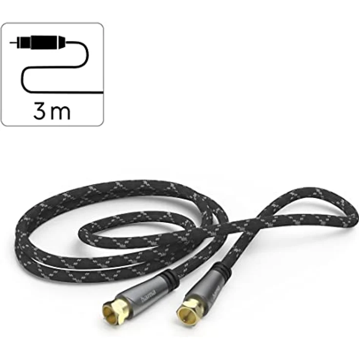 Hama SAT-Anschlusskabel, F-Stecker - F-Stecker, metallvergoldet, 3,0 m, 120 dB – Bild 2