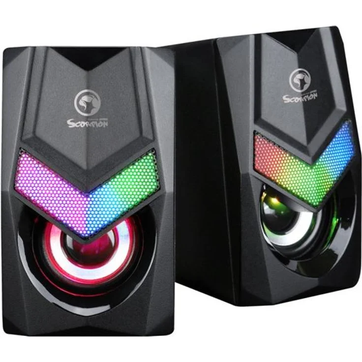 Scorpion MA-SG118, 1-Weg 2.0-Kanal PC-Lautsprecher, Kabelgebunden, 6 W, 4 Ohm, Schwarz mit Fernbedienung