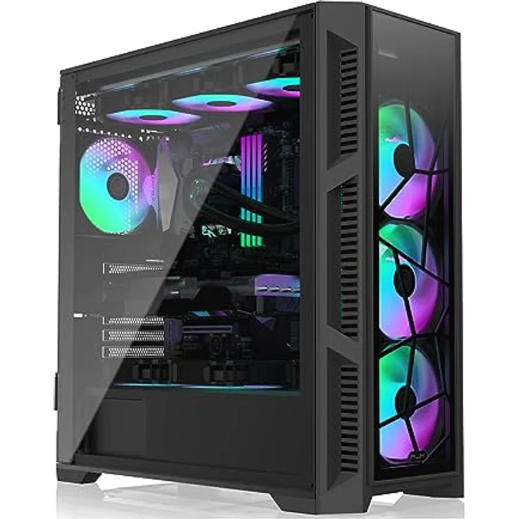 Raijintek PONOS Ultra Midi-Tower, Tempered Glass - Schwarz, PC Gehäuse mit sehr gutem Airflow und integrierten ARGB-PWM-Lüftern – Bild 1